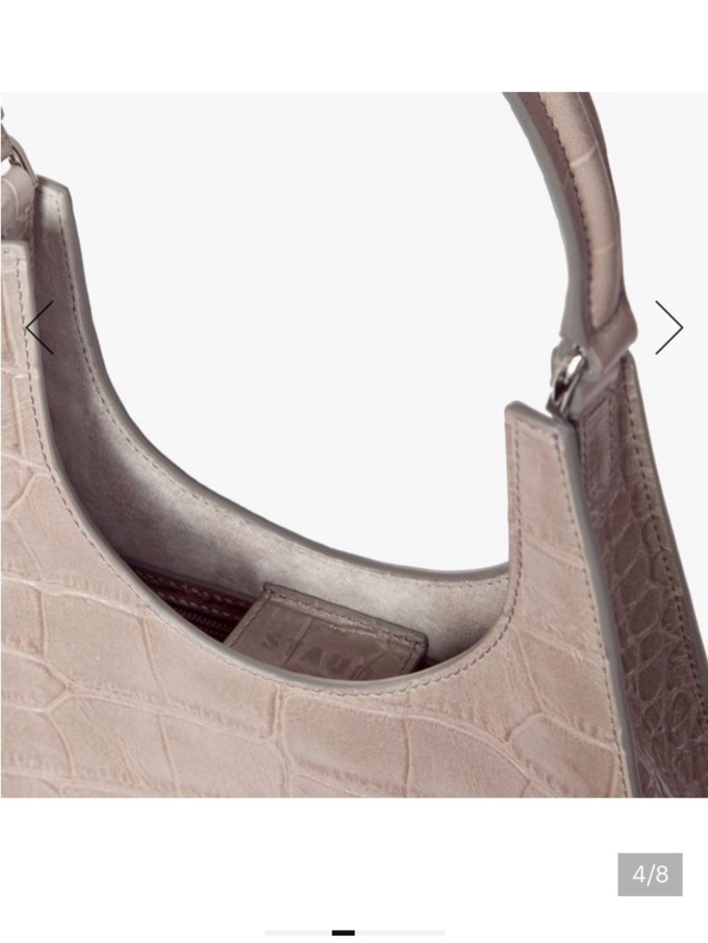 STAUD Croc-Embossed Taupe Leather Shoulder Bag - Picture 7 of 7
